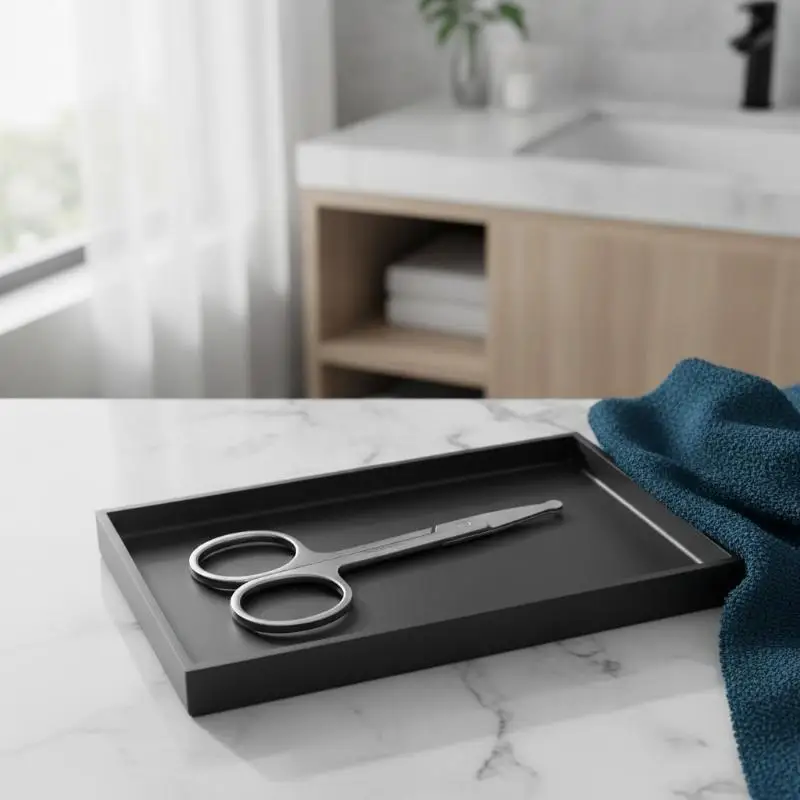 Round Tip Nose Hair Scissors Stainless Steel Rustproof Safe Manual Trimmer for Facial Hair Eyebrow Grooming Daily Use