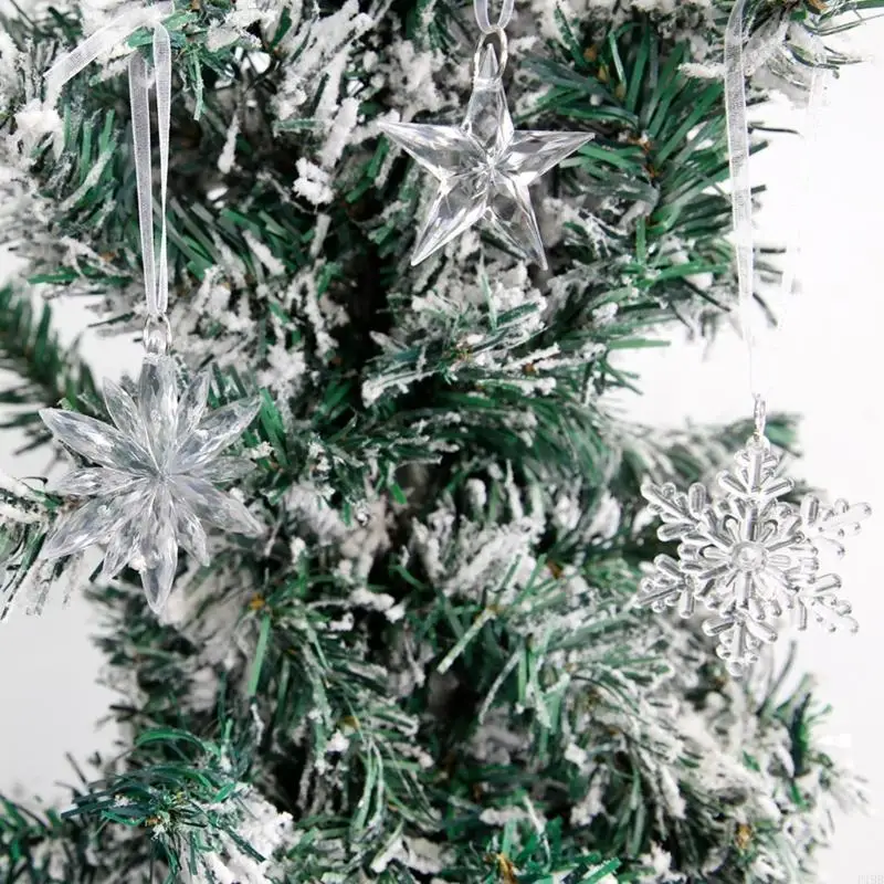 F19B Lovely Snowflake Hangings Pendant Decors for Winter Holiday Celebrations