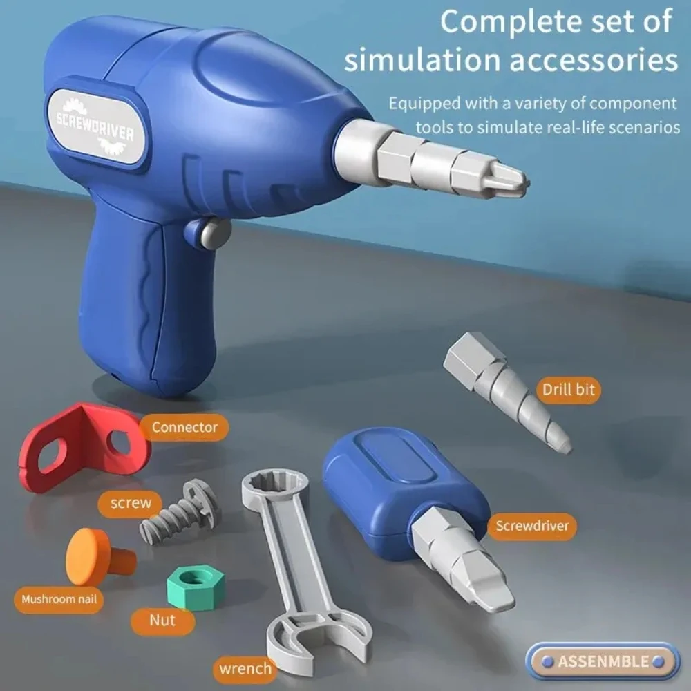 DIY STEM Zestaw narzędzi budowlanych Wiertarka elektryczna Nakrętka 3D Puzzle Kreatywne udawaj zagraj w zabawki inżynieryjne dla chłopców i