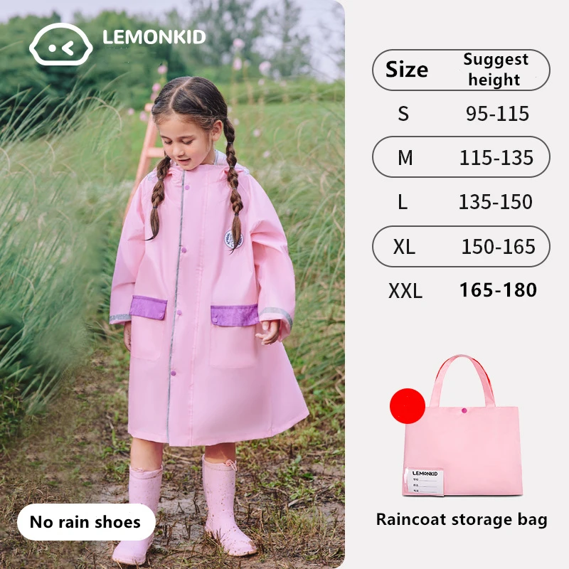 Kids Height 130-150 cm Rain Jakets Coat Autumn Winter Outerwear Waterproof Children Hooded Rain Coat Zipper Design Windbreaker