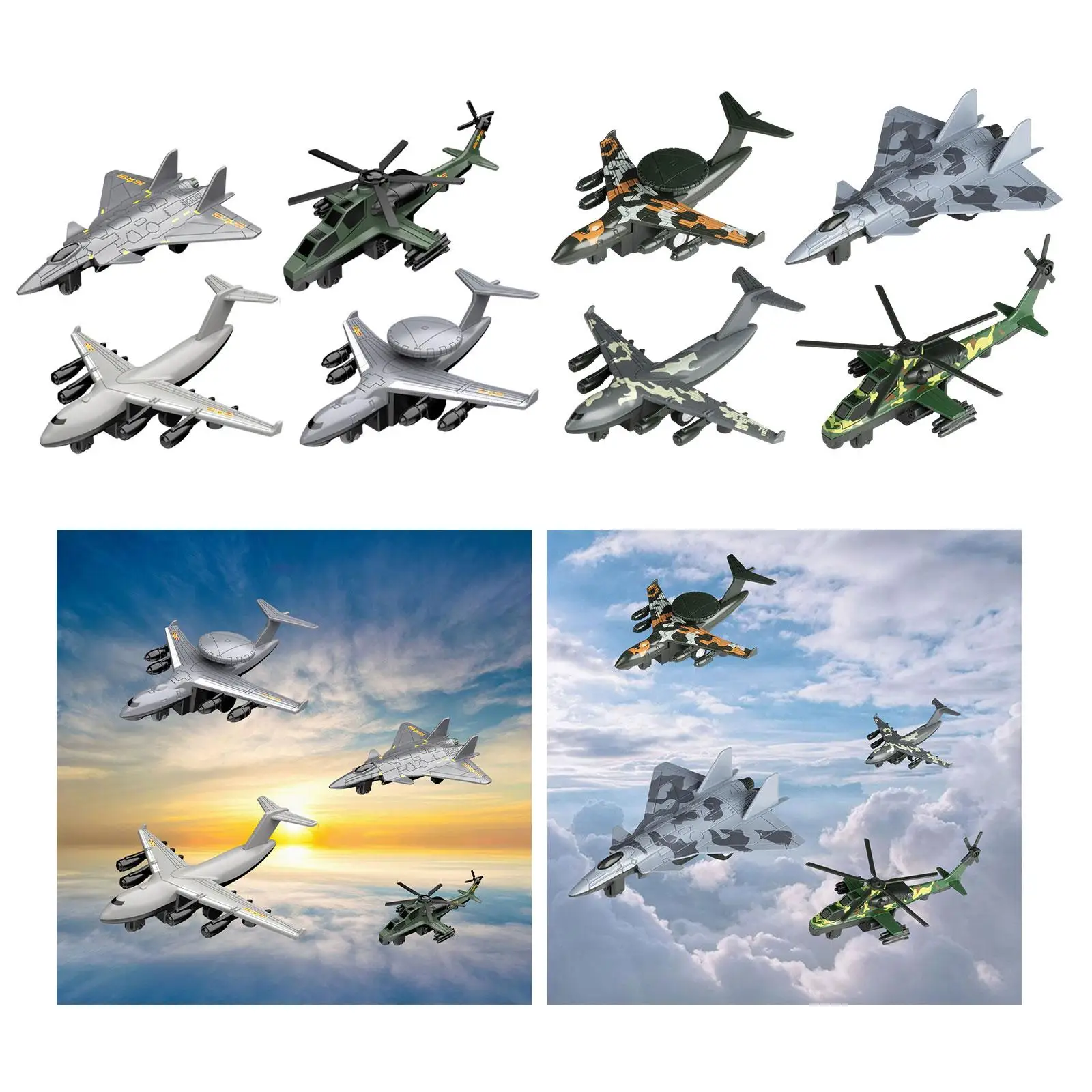 Mecanismo de retroceso de avión de Metal fundido a presión, decoración de pastel de aviación, juguetes de combate para niños y niñas, escritorio para el hogar, 4 Uds.