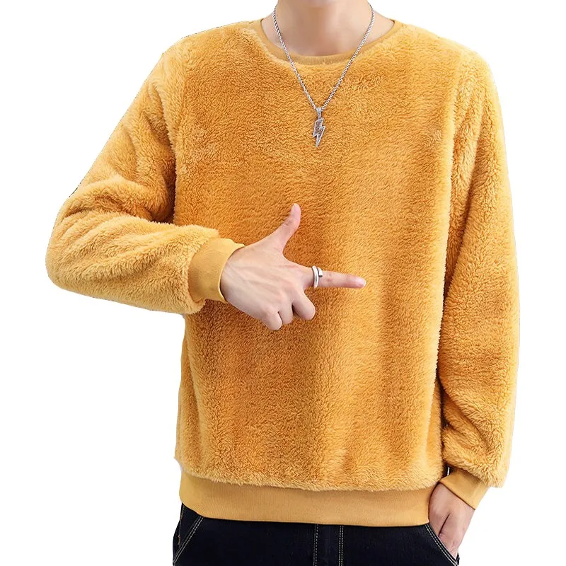 Double Sided Cashmere Pullover Men Autumn Winter Home Wear New Skinny Man Sweatshirt Soft Slippery Flannel Bottomed Jacket