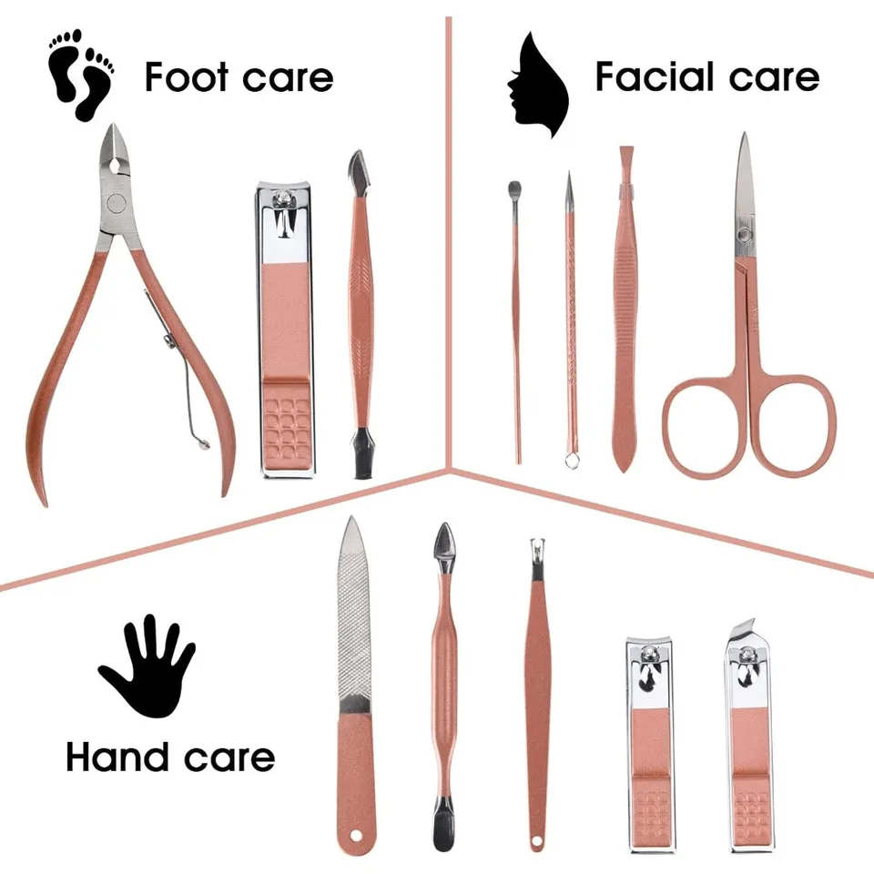 Portable 12 in 1 Rose Gold Manicure Set
