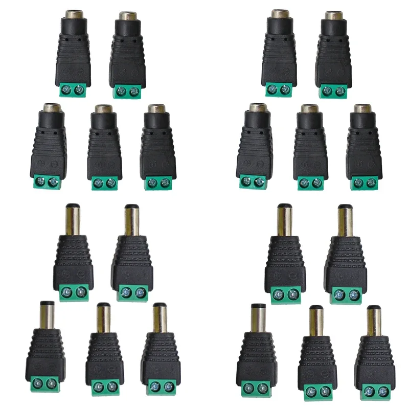 5pairs DC 12V Männlich Weiblich Anschlüsse 2,1*5,5mm Power Stecker Adapter Buchsen Stecker Für Signal farbe LED Streifen CCTV Kamera