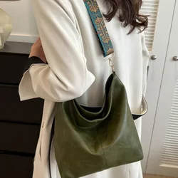 Boho Chic Faux Leather Shoulder Bag for Women Large Capacity Crossbody Tote with Vintage Wide Strap Casual Commuter Hand Bill