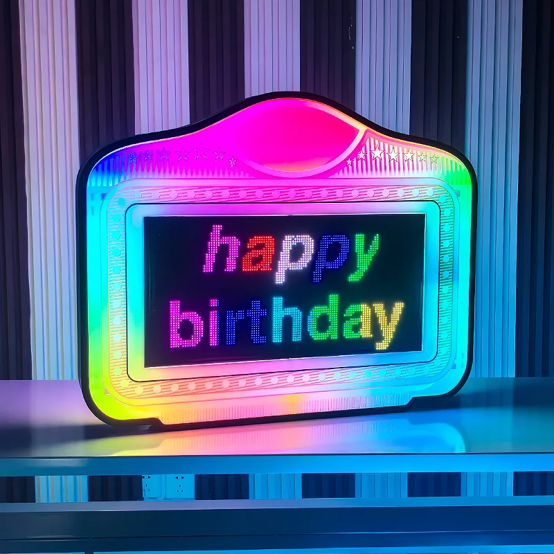 

LED screen luminous hand sign colorful programming scroll screen billboard bar luminous light box happy birthday light sign