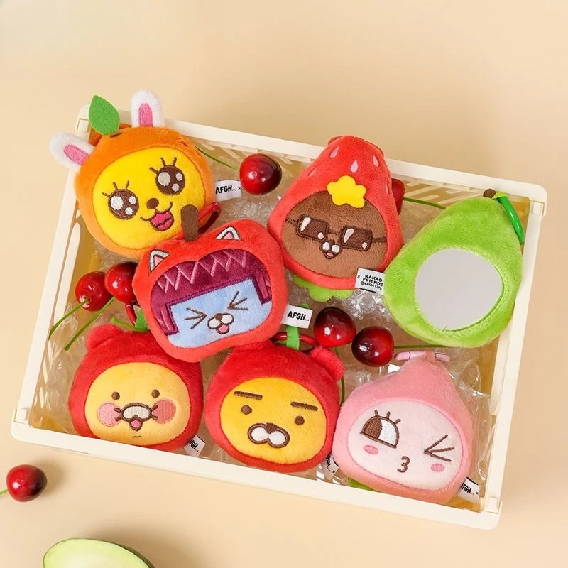 Dessin animé créatif Kakao Friends peluche corps miroir pendentif porte-clés sac à dos pendentif décoration garçons et filles cadeaux de vacances