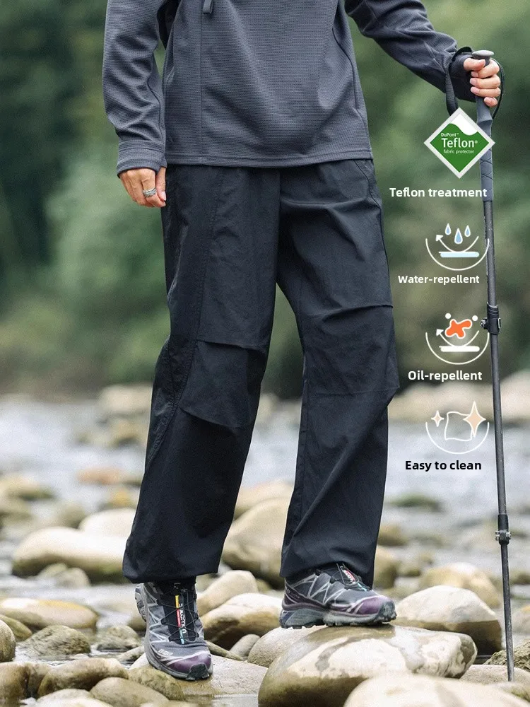 Loose Men's Outdoor Spring Long Pants Double Pleat Paratrooper Trousers Waterproof Mountain Series Casual Workwear Pants
