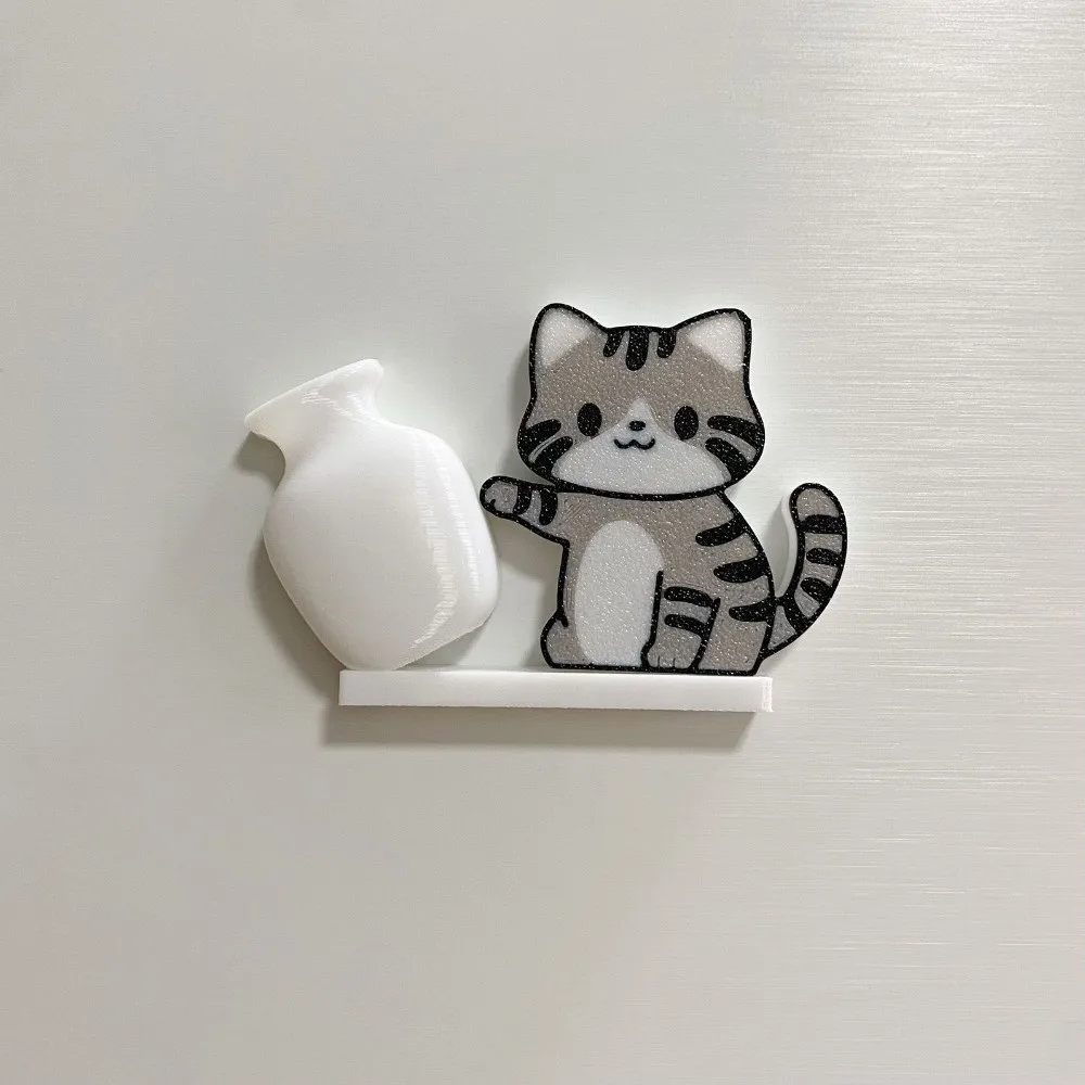 Acrylic Cat Whiskers Collection Ornaments Magnetic Cartoon Cat Refrigerator Sticker Cat Hair Storage Memorial Box