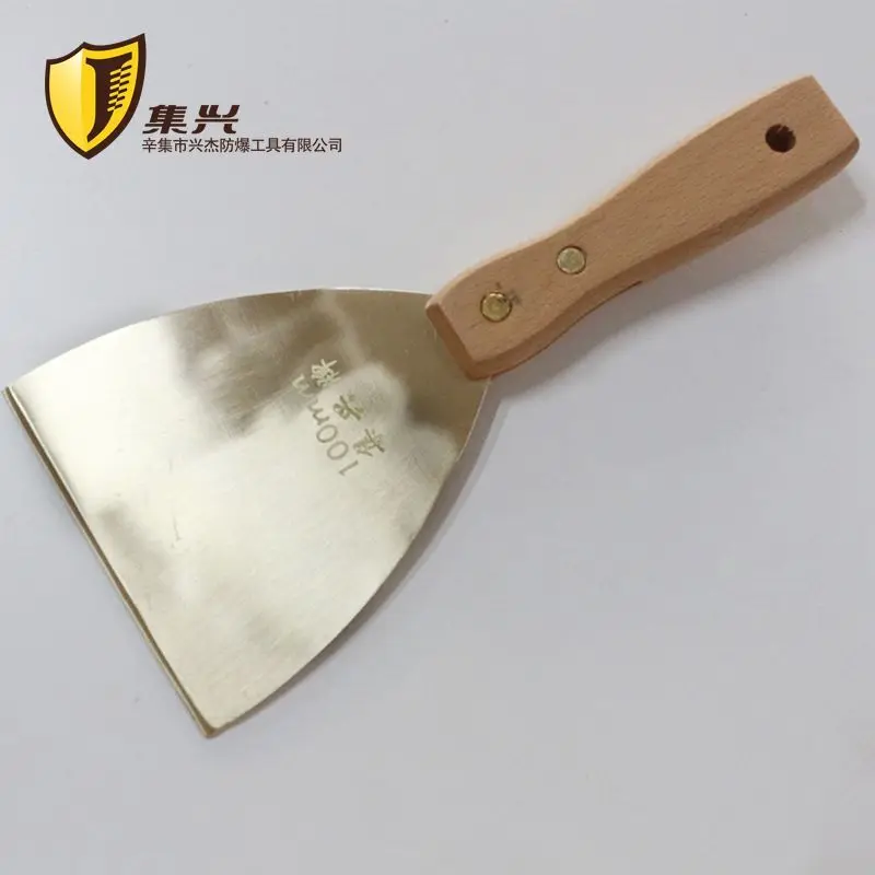 Brass Putty Knife Wooden Handle 3mm Thick, Cleaning Mold Pure Copper Spatula, Brass Putty Knife, Glue Removal Copper Spatula
