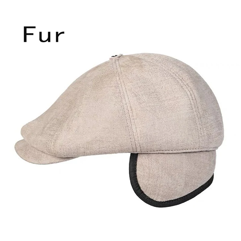 2023 New Genuine Leather Hat Cap belt Fur Sheepskin beret Warm winter cotton men padding brand new hunting cap/hat ear flap