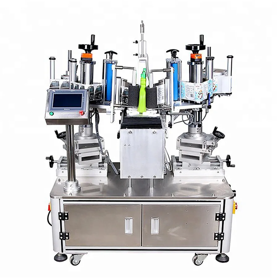 

Semi-automatic double side labeling hine sticker laundry detergent oil bucket cooking oil purified water square bottle hand s