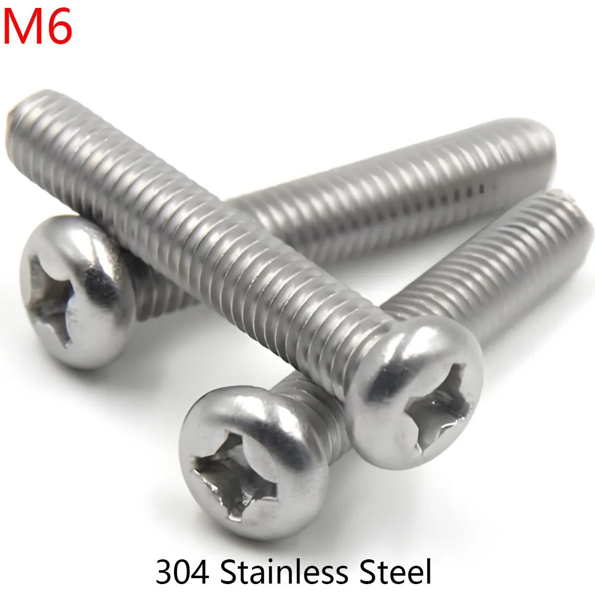 

M6 304 Stainless Steel Cross Recessed Pan Head Screws Rounnd Phillips Machine Screw DIN 7985