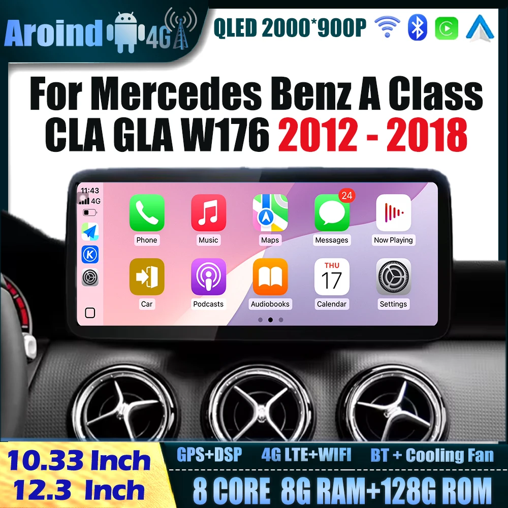 

Car Radio For Mercedes Benz A Class CLA GLA W176 2012-2018 Multimedia Video Player GPS Navigation NO DVD Car Accessories 4G Lte