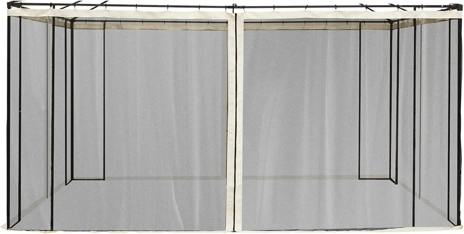 

Сменная сетчатая боковая стенка 10' x 13' для беседок и палаток с молниями, бежевая или черная