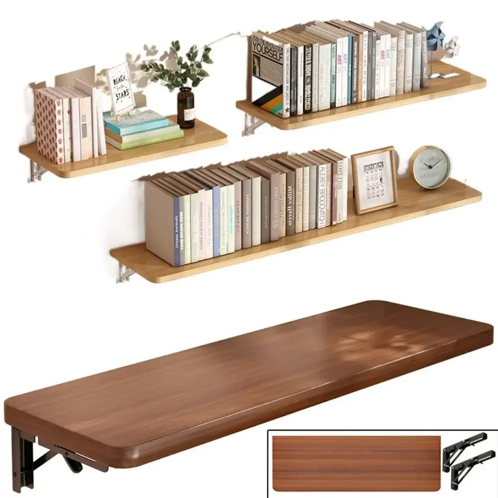 yesPractical Wooden Wall Mounted Rack Space Saving Household Hanging Supports Table Storage Racks For Dining Study Home Office