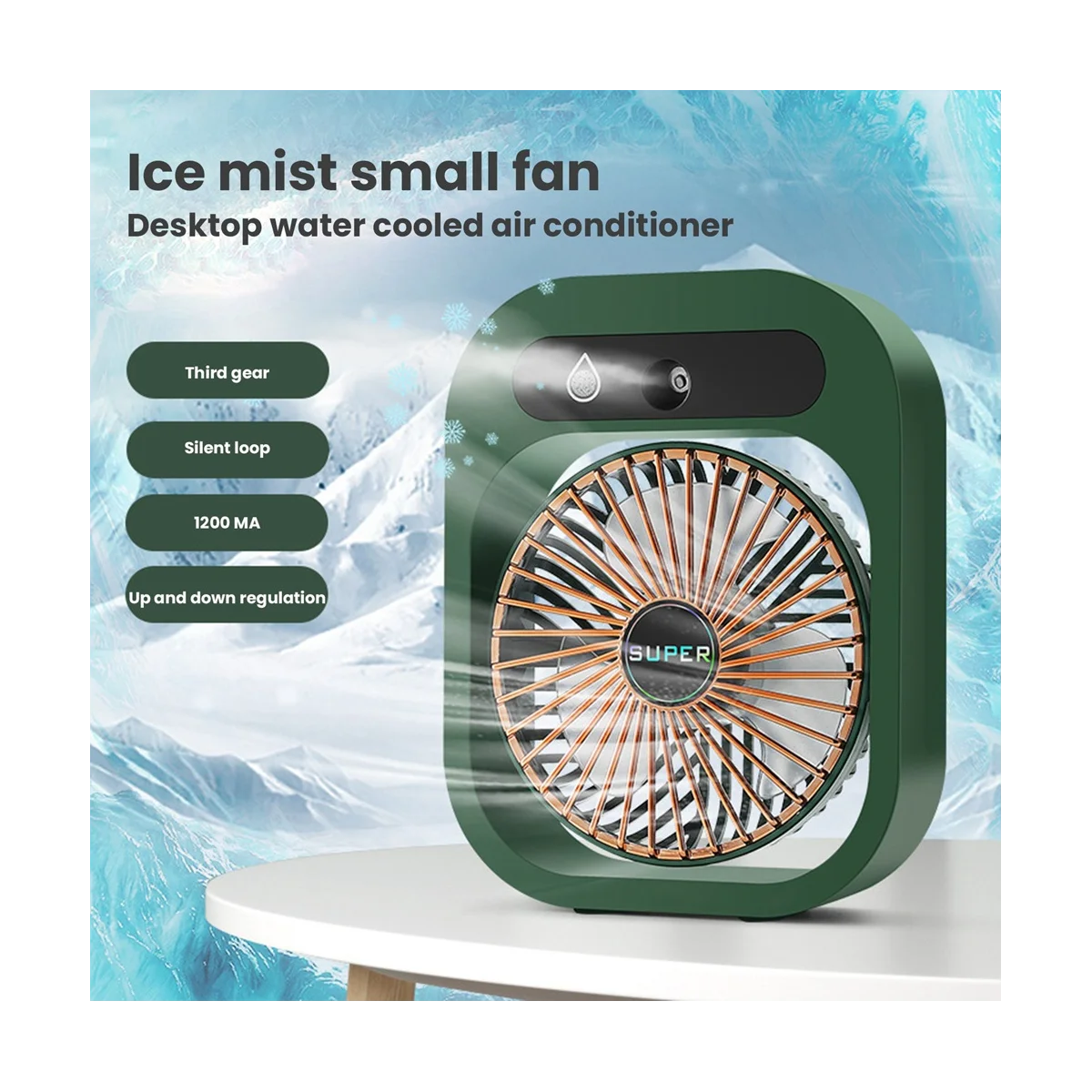 Ventola di condizionamento ventola di nebulizzazione da scrivania raffreddamento umidificatore ricaricabile USB ventola di spruzzo portatile con 3 velocità del vento per la casa A