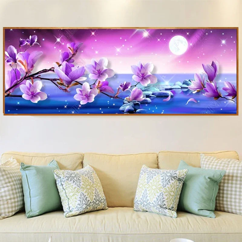 5D Diamond Painting Magnolia Flower Full Diamond Art Embroidery Large Living Room Office Home Decor Diamond Cross Stitch Kits