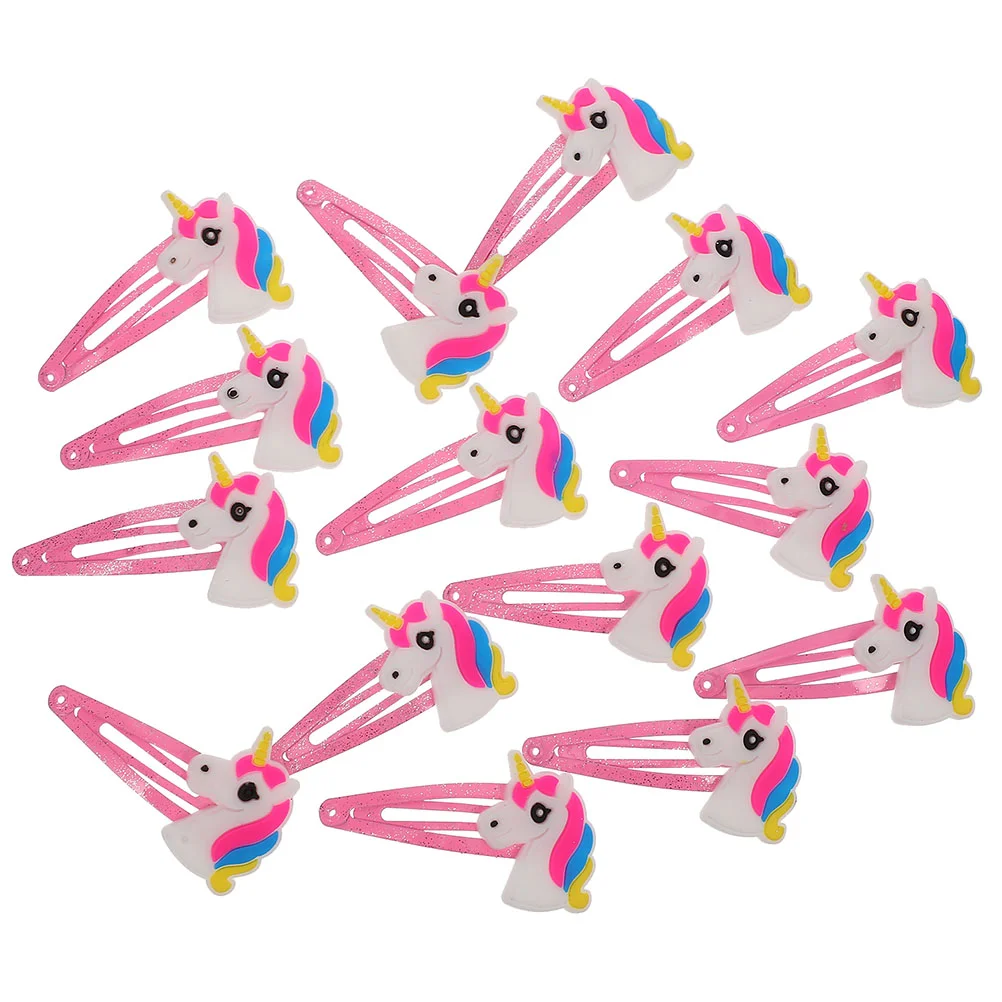 20 Pcs Girls Hair Clip Love Cartoon Children's Unicorn Pins Accessories Soft Rubber Clips