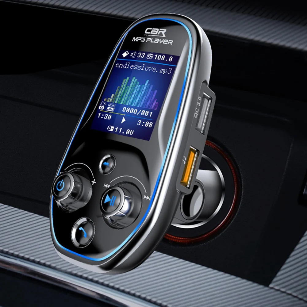 BT29A Color Screen QC 3.0 Fast Charge EQ FM Transmitter Bluetooth Car MP3 TF/U Disk Player Wireless Handsfree Car