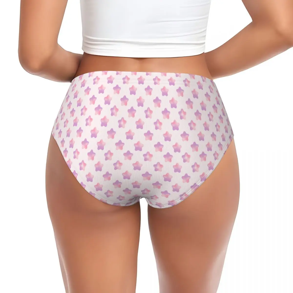 Custom Women's Y2k Gradient Seamless Pattern With Stars Panties Underwear Female Breathable Briefs Underpants