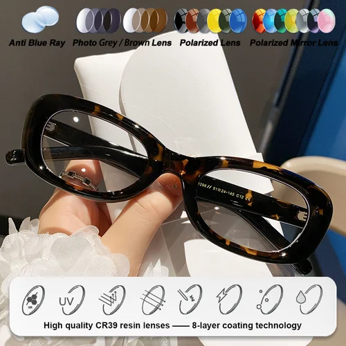 Imagen 2 del producto CLLOIO, gafas graduadas para ordenador para miopía de lectura ovaladas a la moda para mujer, gafas ópticas fotocromáticas progresivas antirayos azules