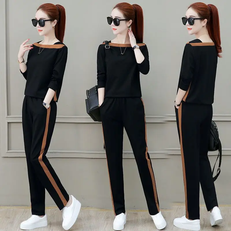 Spring and Autumn 2022 New Korean Long Sleeve Casual Sports Suit Western Relaxed Slim Pants Elegant Women\'s Two Piece Set