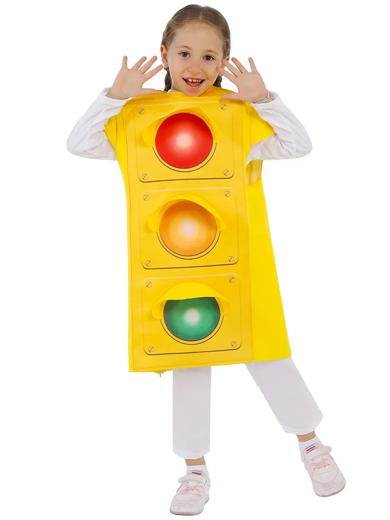 2025 Girl Boy Halloween  traffic light Cosplay traffic cone jumpsuit Costume Kid Halloween Children's animals