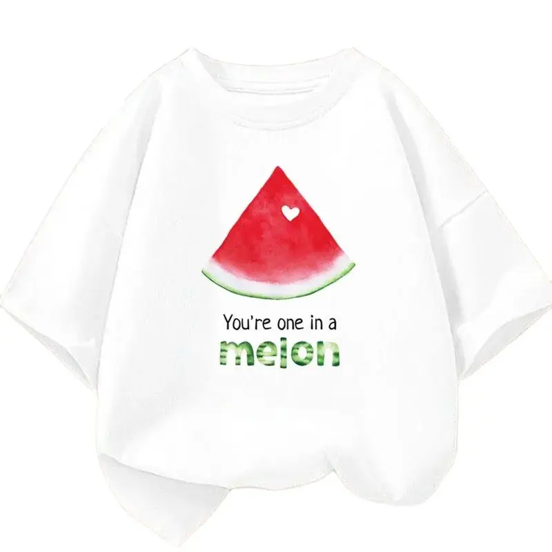 Girl Graphic Watermelon Pineapple Printed T-shirt Fruit Short Sleeve Summer Tops Shirt  Kids Clothing  Fashion Tee