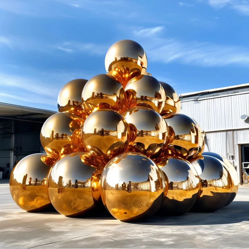 Hanging Inflatable Mirror Ball Mirror Balloon Giant Mirror Sphere Decoration Sealed Gold/Silver Ball Big Shiny Ball For Party