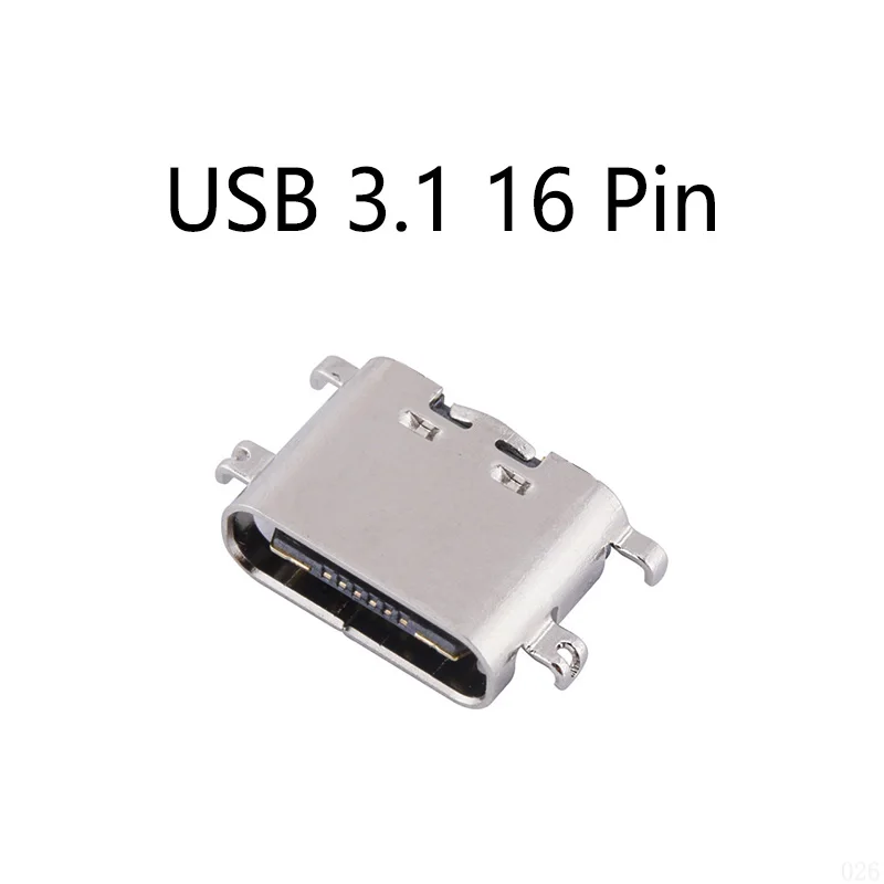 100PCS/Lot USB 3.1 SMD 90 Degree Charging Board Connector Type C 16 Pin  0.8 1.6 mm For Charger Dock Port Socket Jack