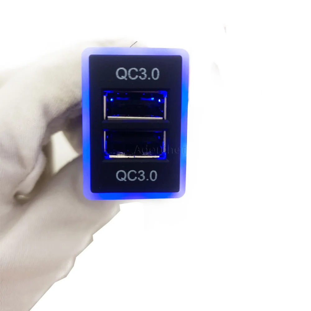 Dual Fast Charge QC3.0 USB Modified Car Charger with Blue Indicator Light for Toyota Corolla Camry Prado 12V Car Accessories - view 4