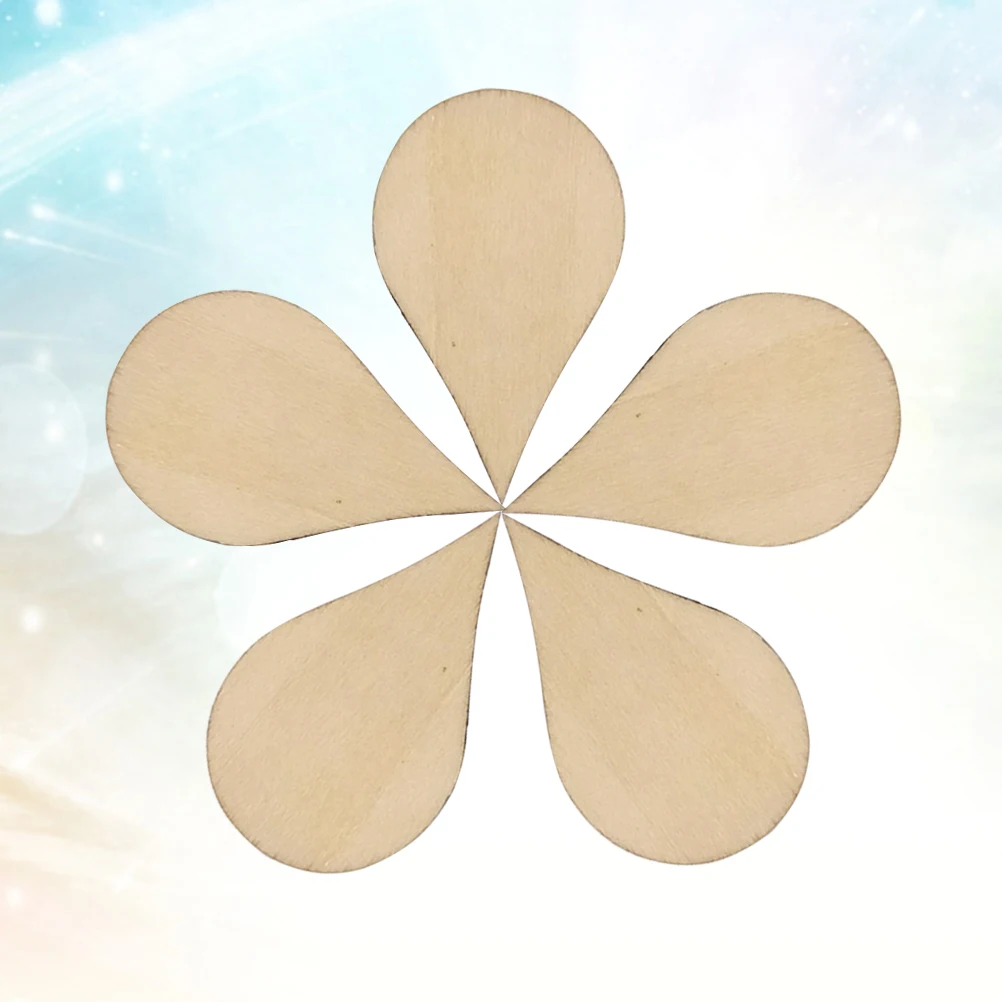 

40Pcs Water Drop Wooden Slices 50x30mm Double-Sided Sanded DIY Crafts Embellishments Home Decorations Wooden Slices