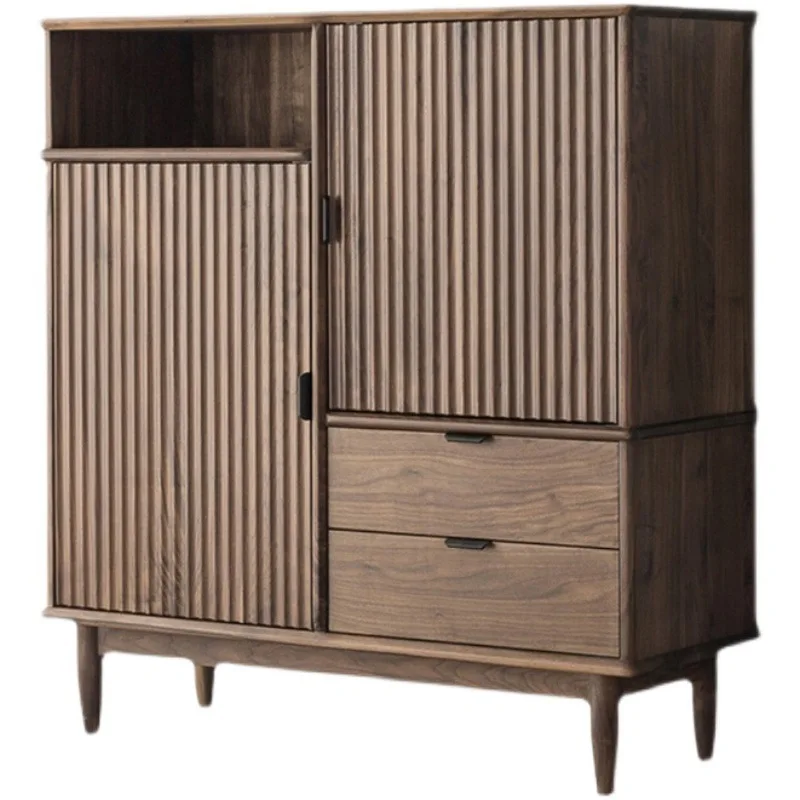 Black walnut multi-function grille dining side cabinet modern simple wall side locker