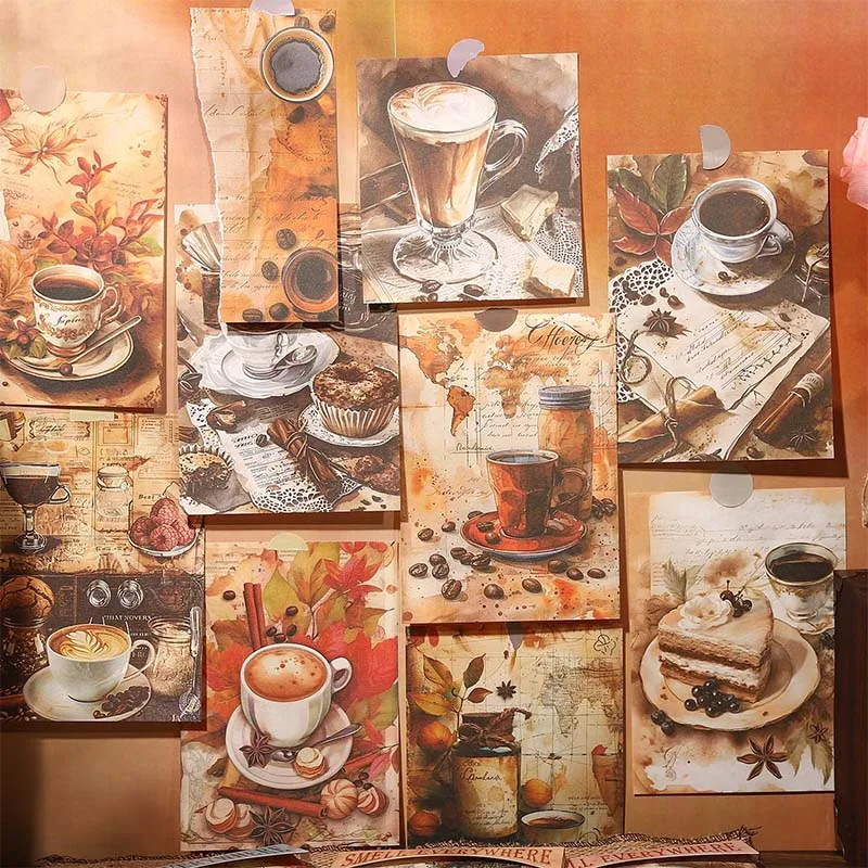 30 pcs Coffee Theme Vintage Scrapbooking Material Background Paper DIY Collage Decor Aesthetic Stationery Journaling supplies