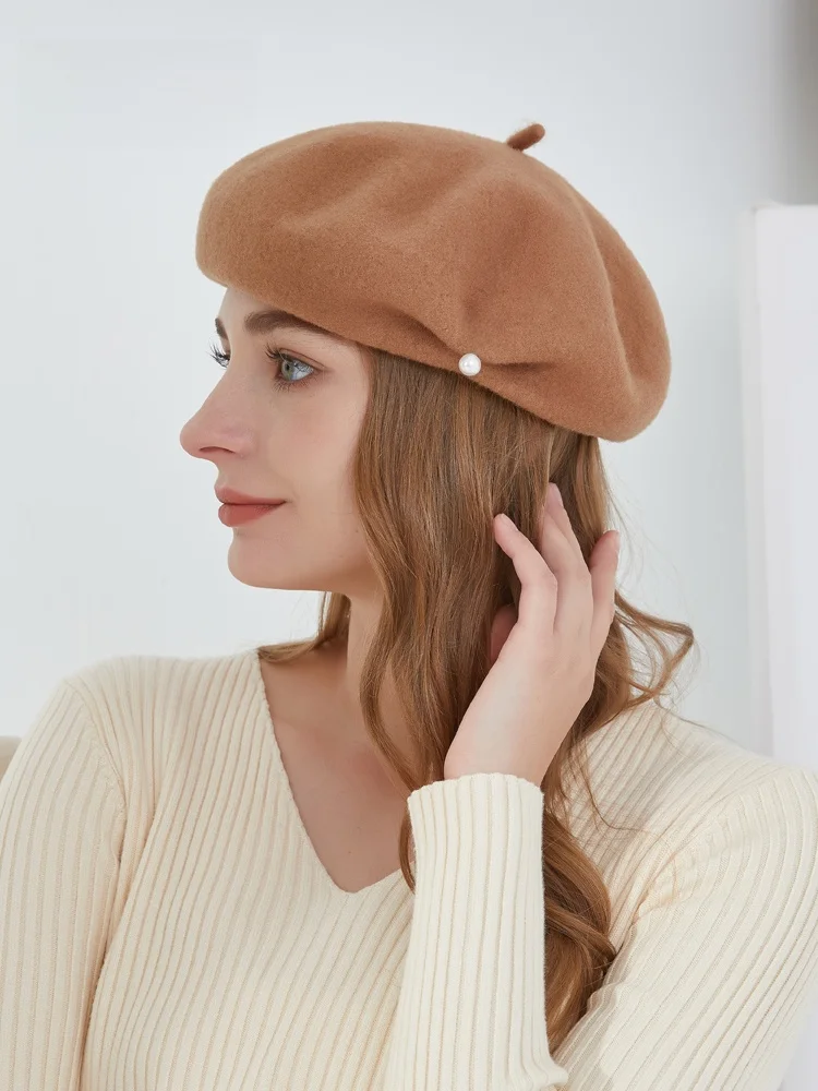 elle00-ウールベレー帽-レディース-秋冬-アウトドア-ファッション-カジュアル-パンプキンキャップ-ブルマハット-顔痩せ