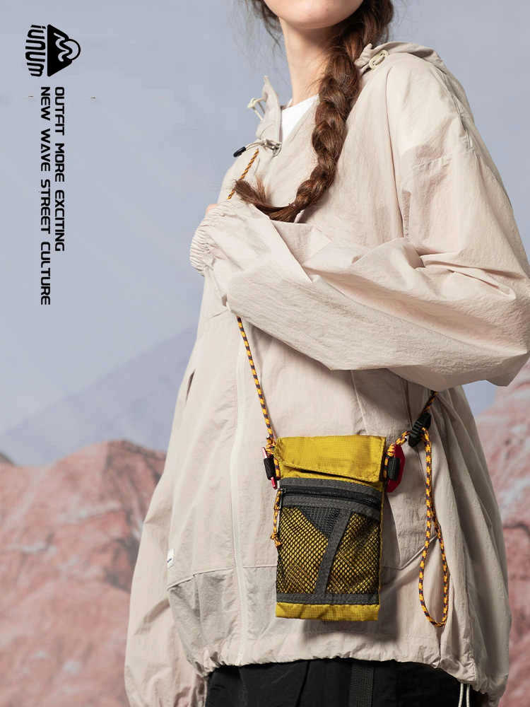Lightweight  Outdoor Hiking Crossbody Bag Waterproof Mobile Phone Document Bag Youth Sport Nylon Pure Color Vertical Square