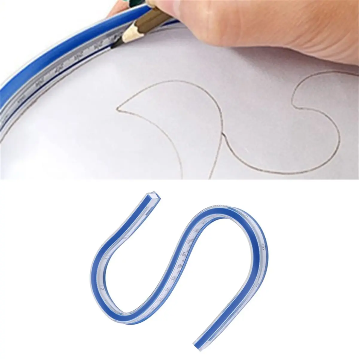 Multi-use Gear Flexible Curve Ruler,Graduated 23.6-Inch with Inking Edge, for Drawing, Pattern Making, Engineering Measuring Too