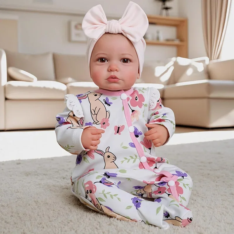 48cm Full Vinyl Girl  Doll Loulou with Painted Hair Newborn Toy High Quality Detailed Painting