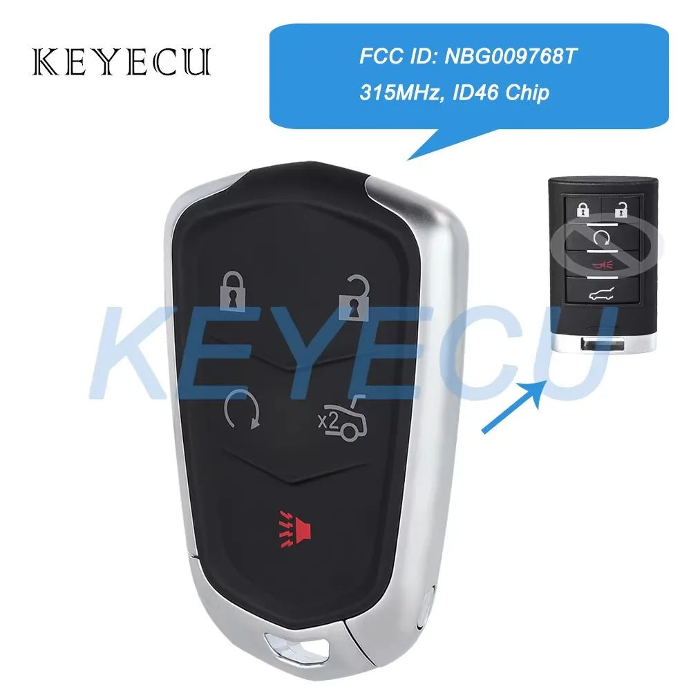 KEYECU NBG009768T for Cadillac SRX ATS XTS ELR 2010 2011 2012 2013 2014 2015 Upgraded Smart Remote Key Fob 315MHz ID46 Chip