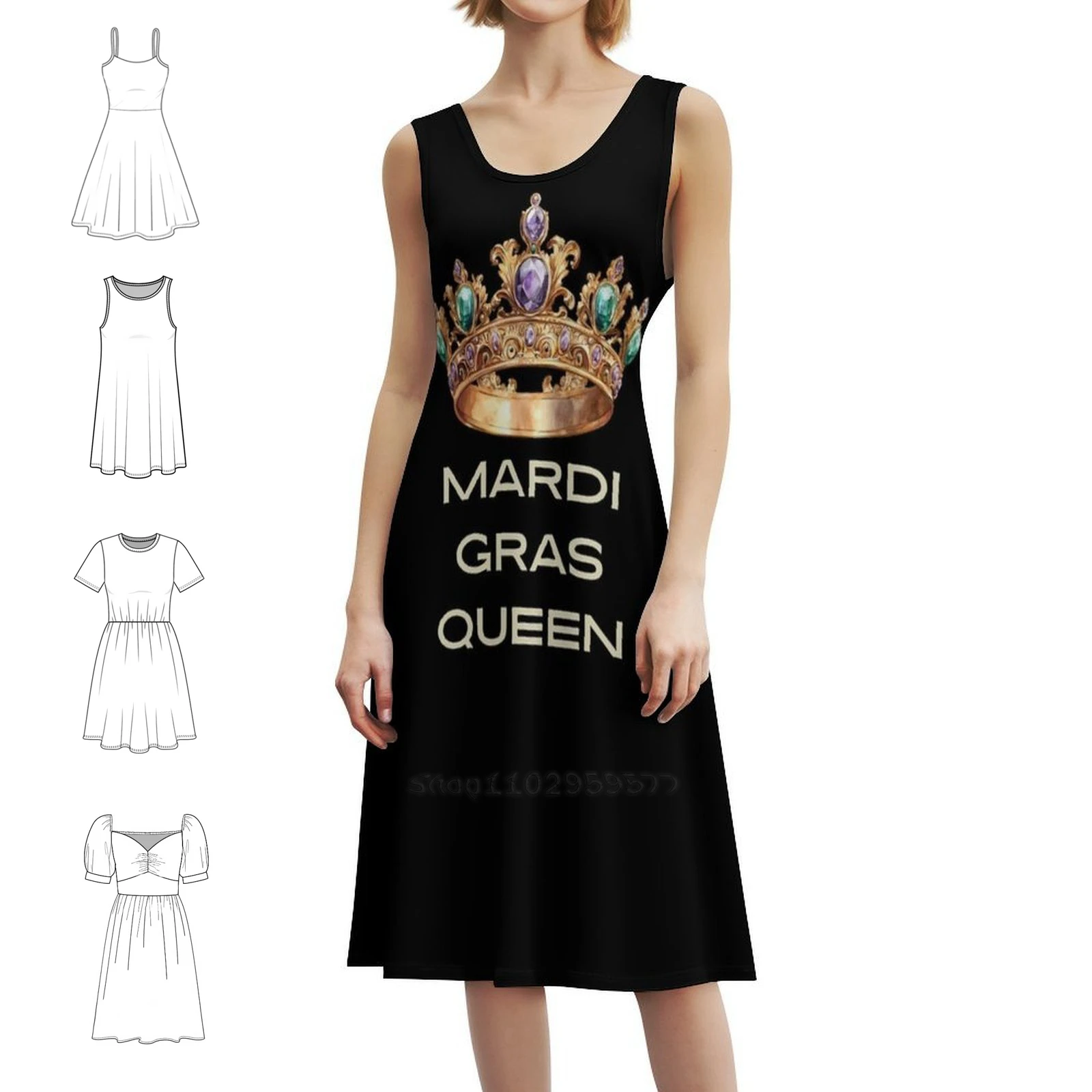 

Mardi Gras Vintage T-Shirt Mardi Mardi Gras Party Women's Elegant Party Dress A-Line Dress With Short/Long/Sleeveless Options