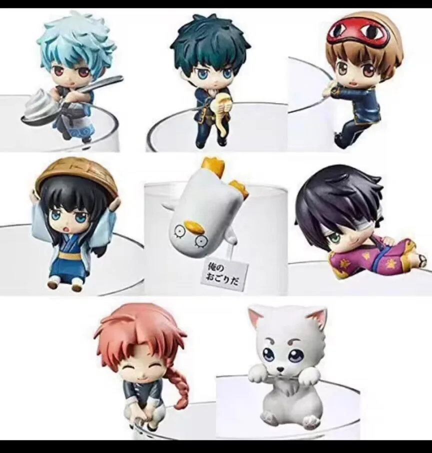 8pcs/lot 100% Japanese original genuine PVC Kagura/Sakata Gintoki/Sadaharu  action figure collectible model toys for boy