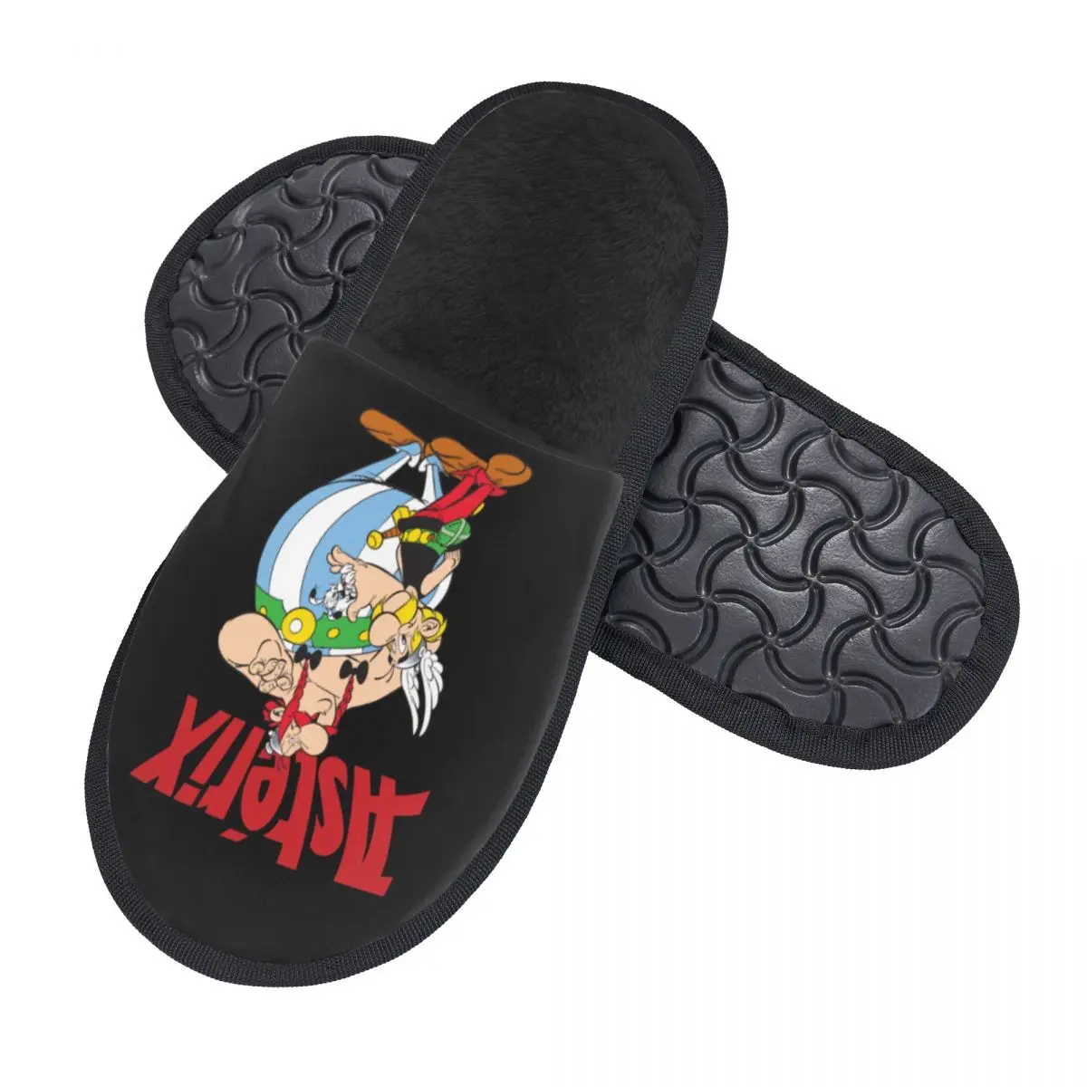 Custom Asterix And Obelix With Idefix Soft Memory Foam House Slippers Women Manga Comfy Warm Anti-Skid Slipper