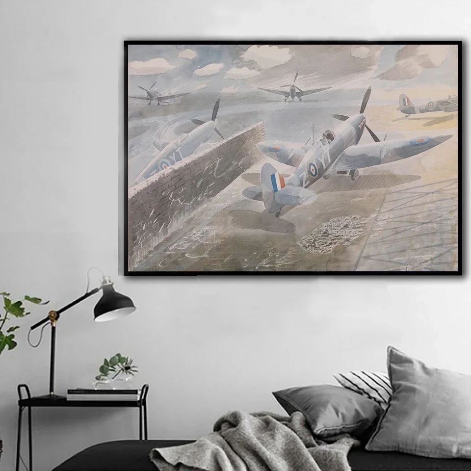 War Watercolor Poster Battle of Britain German Wire Thiepval HMS Belfast Wall Art Print Vintage Canvas Painting Home Decoration