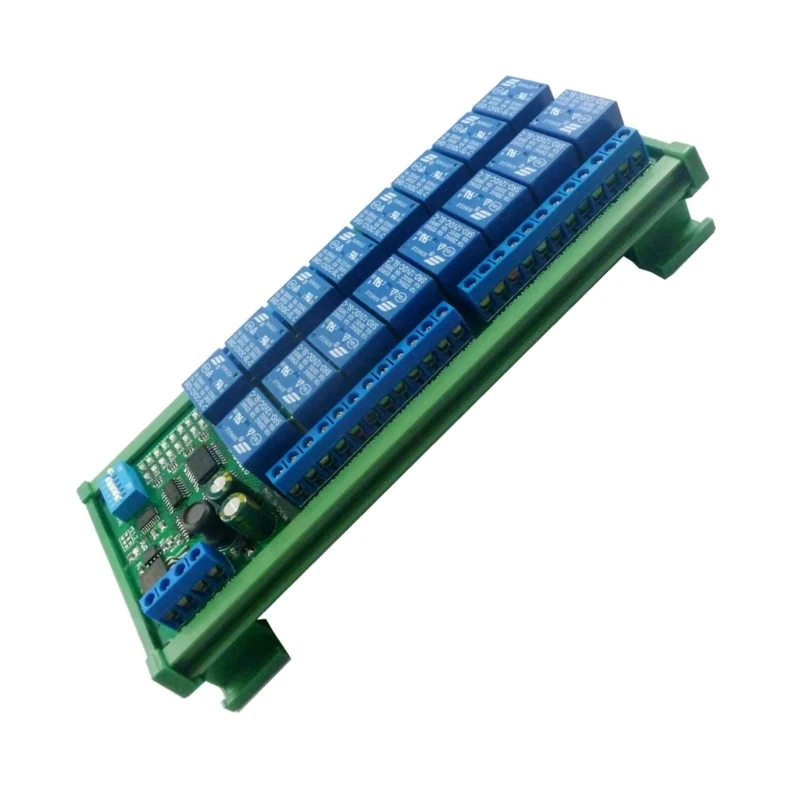 Módulo relés 16 canales DC12V MODBUS RTU RS485, placa módulo relés, controlador PLC, interruptor puerto serie,