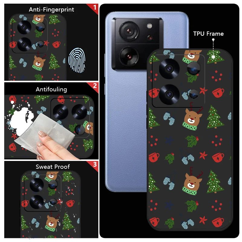 شجرة عيد الميلاد الدب نمط جراب هاتف ل Xiaomi Redmi ملاحظة 14 13 برو زائد 12 14 برو 5G ملاحظة 13C 11 13 14 4G غطاء الحبل الناعم #6