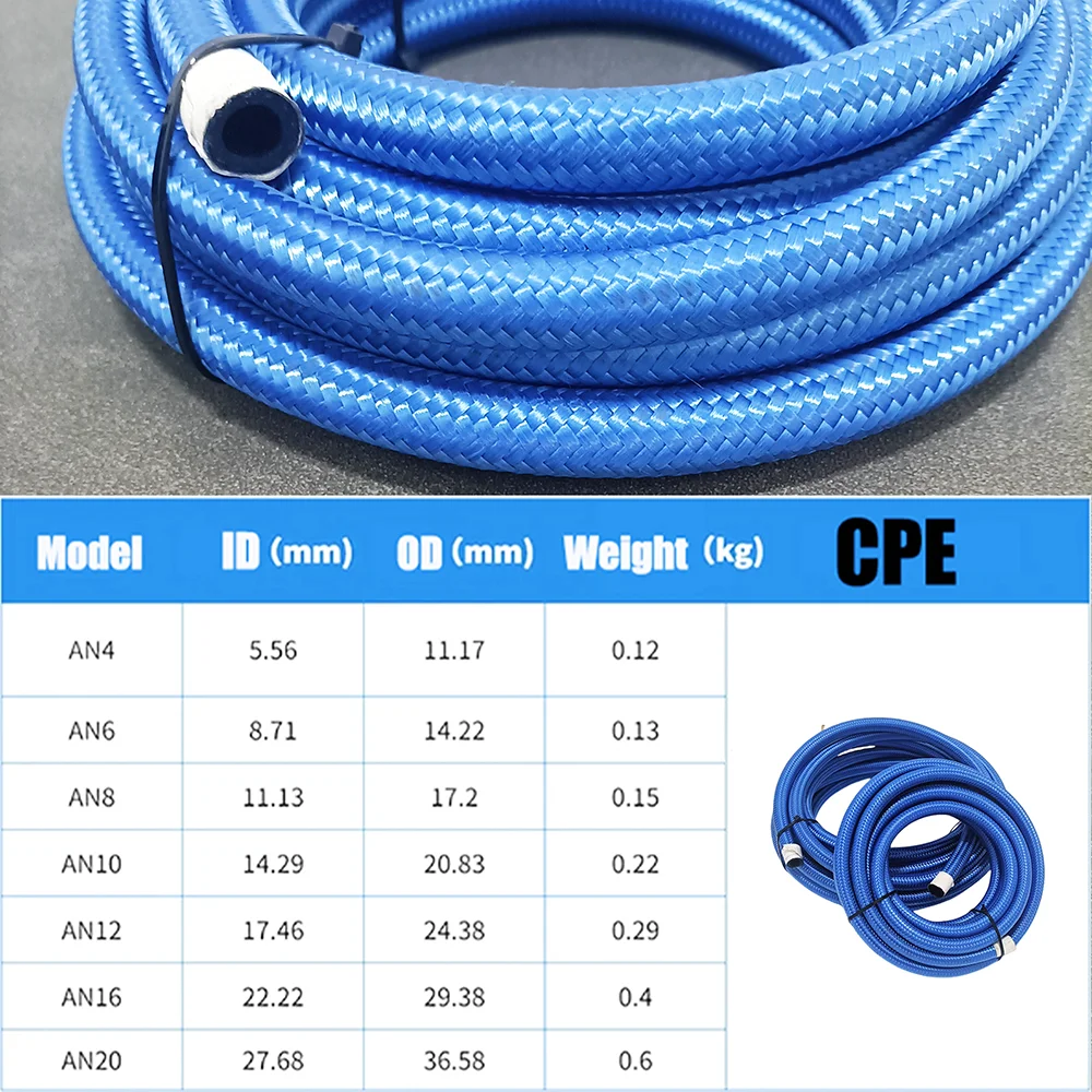 1M-10M AN4~AN20  Universal Car Fuel Hose Oil Gas Cooler Hose Line Pipe Tube Stainless Steel Braided Inside CPE Rubber