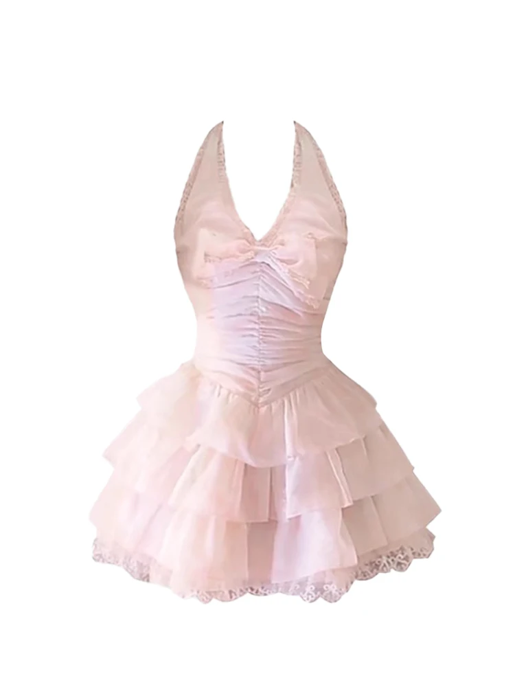 HEZA Zoete Roze Strik Neline Puffy Dr Vrouwen Zomer Casual Sle Ciwalk A-lijn Rok Casual Scenario's ort Sve