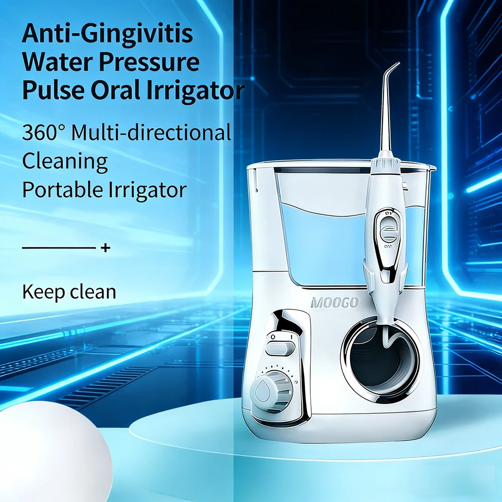 Professional Countertop Dental Flosser 10 Modes 800ML Electric Oral Irrigator with 5 Long Lasting Replacement Jet Nozzles