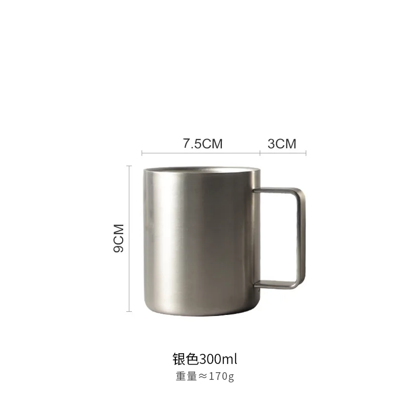 Stainless Steel Coffee Mug Double Layered Insulated Cup with Handle Heat Resistant Home Office Hot/Cold Drink Office Water Cup